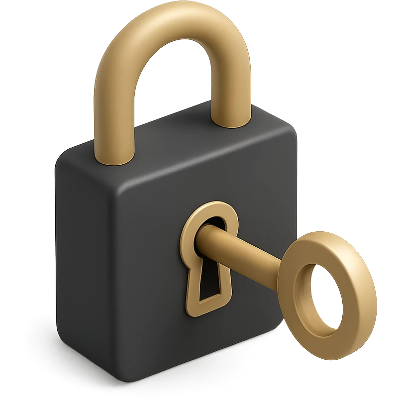 Closed padlock with a key inserted into it emoji
