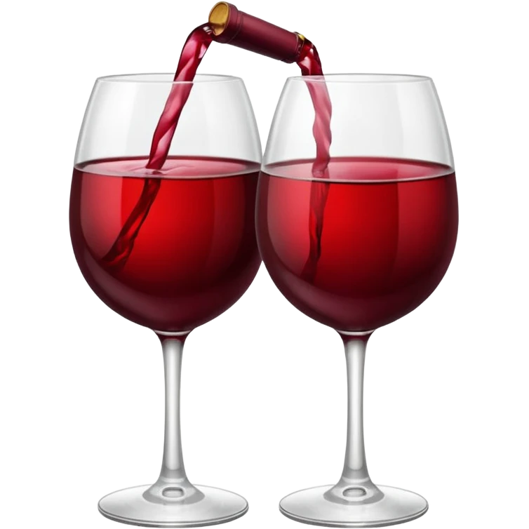 2 red wine glasses are knocked against each other emoji