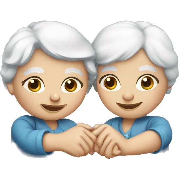 Old ladies holding hands blue eyes emoji