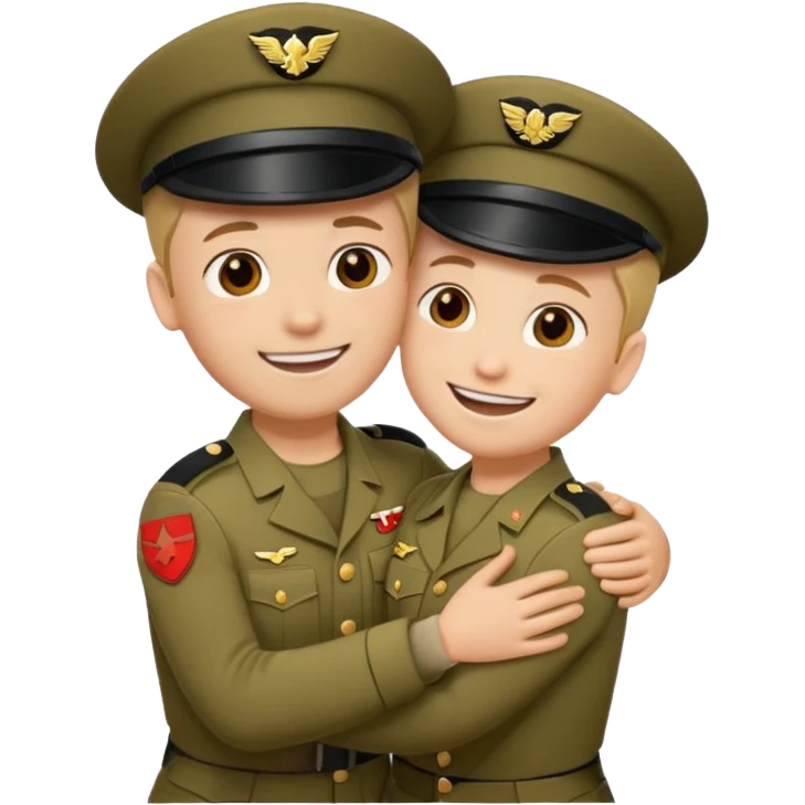 dos soldados dando es un abrazo de solidaridad de fraternidad emoji
