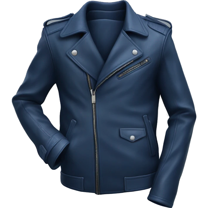 Realistic unzipped Navy blue leather fashion jacket isolated.  emoji