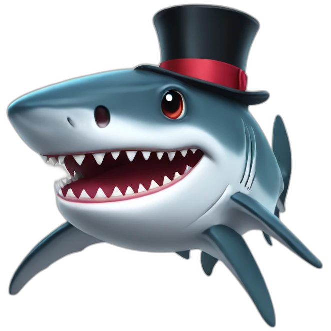 Shark with a top hat emoji