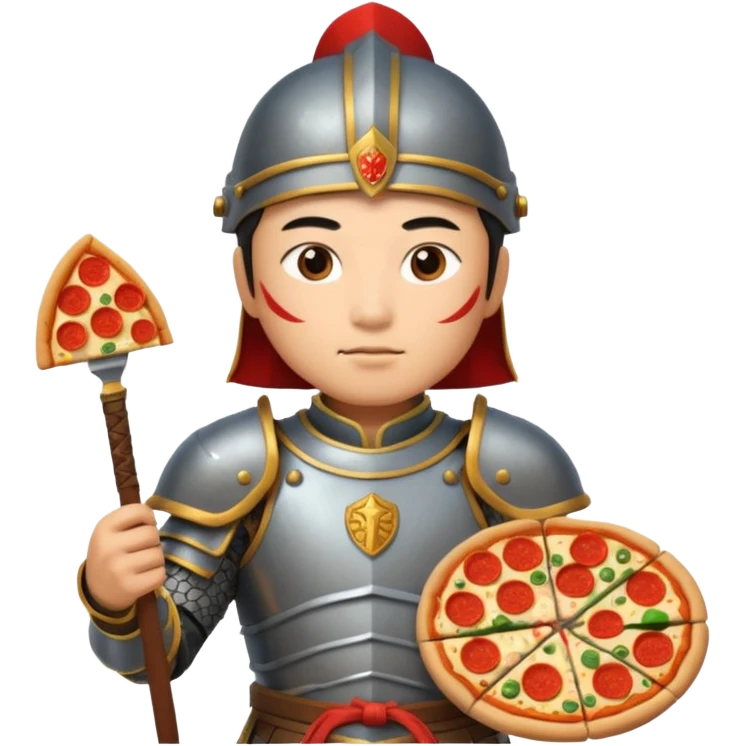 chinese ancient warrior with pizza emoji