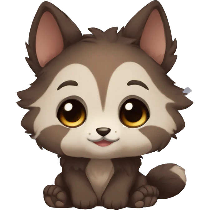Anthro Shy Cute Cool Kawaii Chibi Dark Brown Furry Animal Anthro Sona emoji