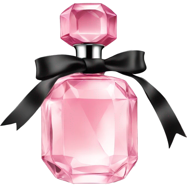 light pink crystal perfume bottle with black ribbon display emoji