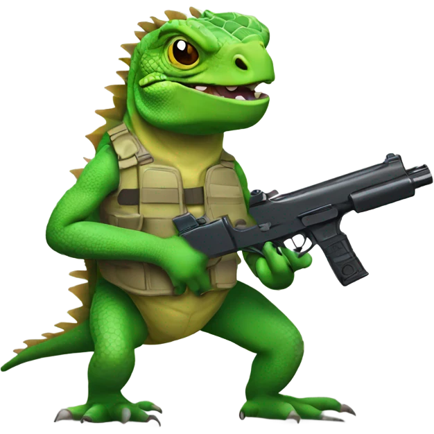 Iguana with a gun emoji