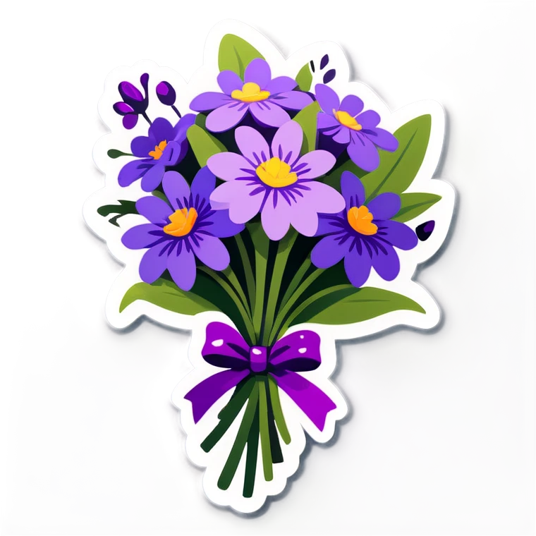 bouquet of purple flowers tied with ribbon  emoji