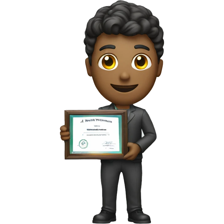 AI man holds certification in hand emoji
