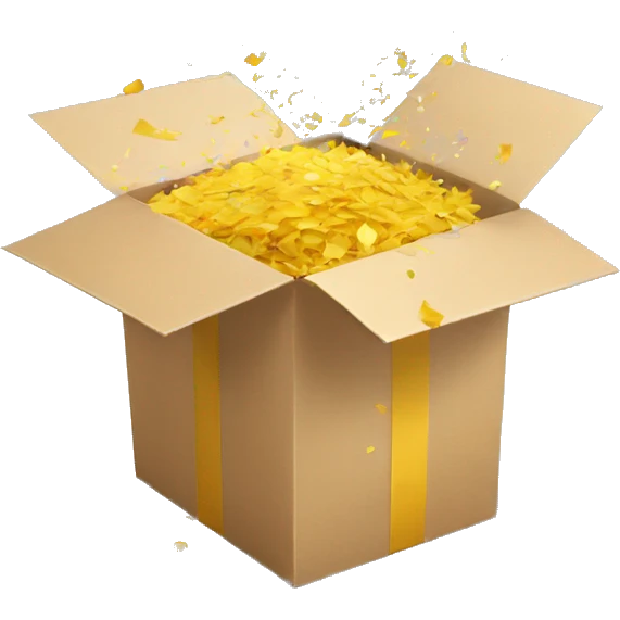 surprise box with a confetti  emoji