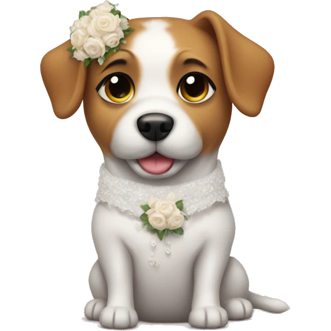 Cute dog in a wedding dress emoji