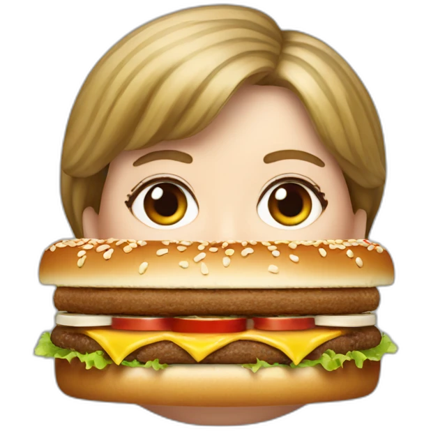 Hyperrealist angela merkel eat bigmac emoji