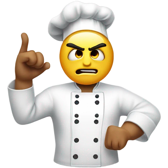 Angry emoji face with chef hat and Italian hand gesture emoji