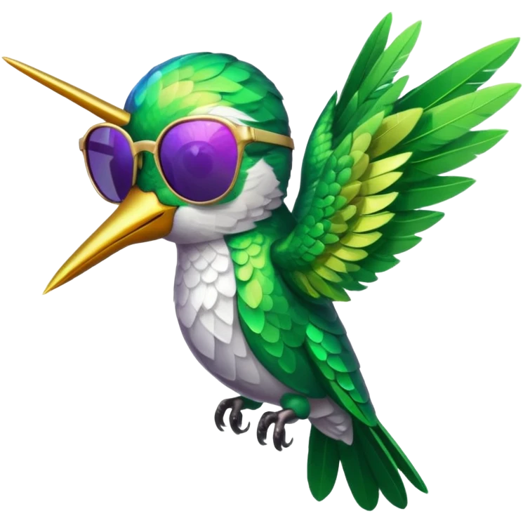 green hummingbird with sunglasses emoji