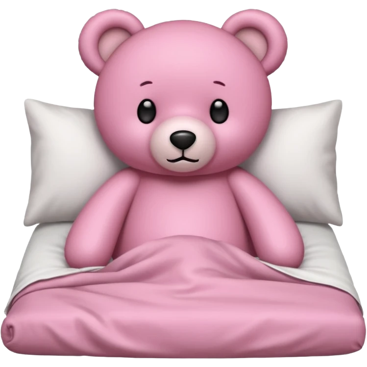 Pink teddy bear in bed  emoji