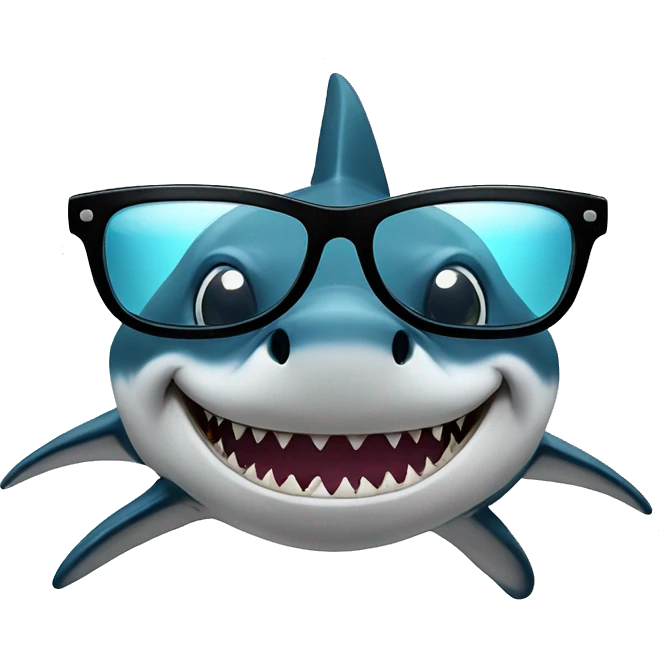 Shark whit glasses emoji
