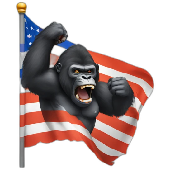 Gorilla tearing Indian flag emoji