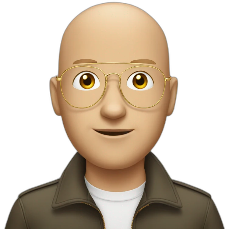 Bald young white man with golden aviator glasses emoji