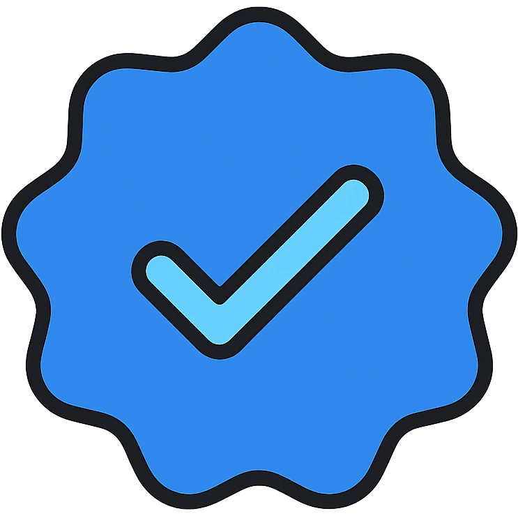 Instagram blue tick verification badge, clean and modern, suitable for use as an icon or emoji, no text, transparent background emoji