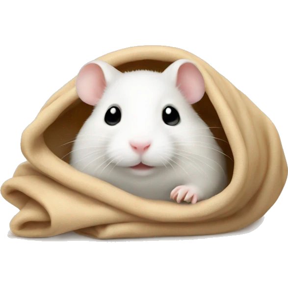  white hamster cozy in beige blanket emoji