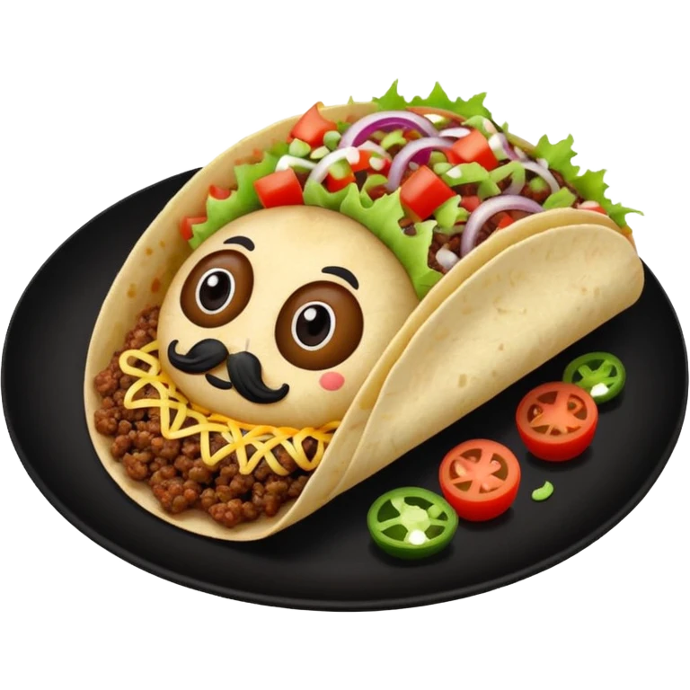 Taco on a black plate,nice onion on top emoji
