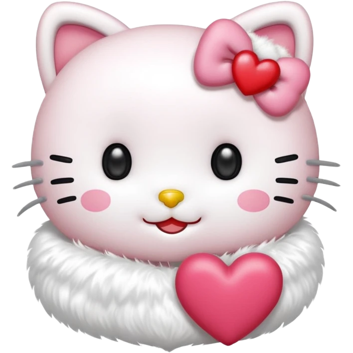 Połącz mi zwykłe hello kitty na białym tle, ale żeby ono wyglądało jak ta emotka: 🥰 emoji