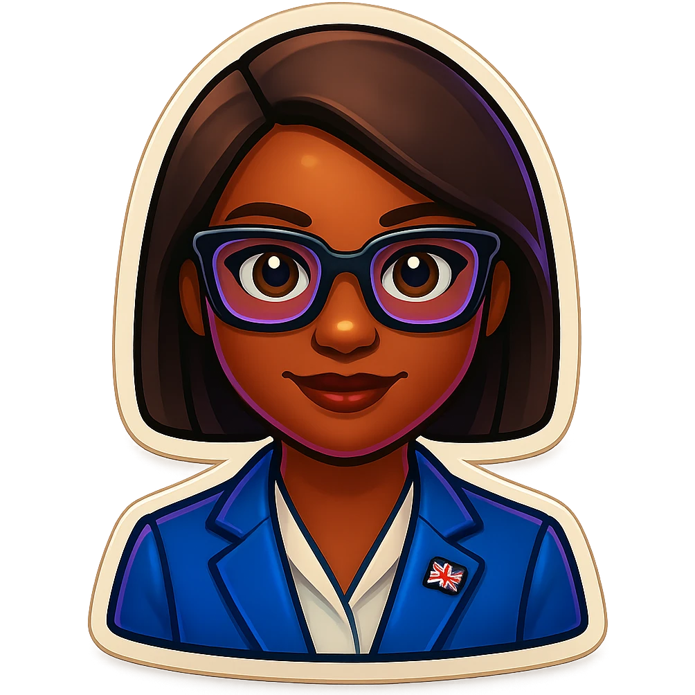 Add glasses to the Kemi Badenoch emoji, keep the background transparent. emoji