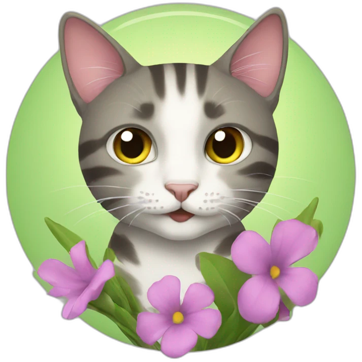 Cat eating flowers emoji