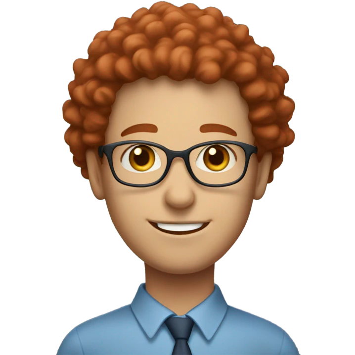 English teacher with red frizzy hair and blue eyes emoji