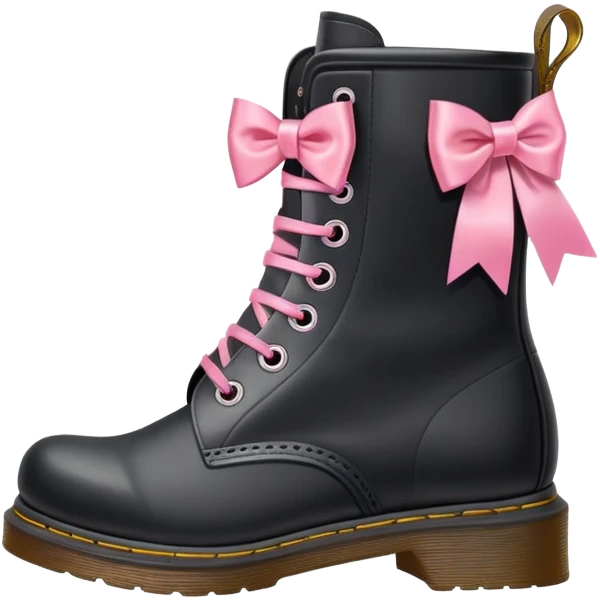 black doc marten boots with a pink bow emoji