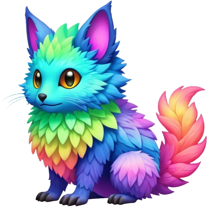 lush warm-colored colorful neon-colored Fakémon-Trico-hybrid-creature (full body) emoji