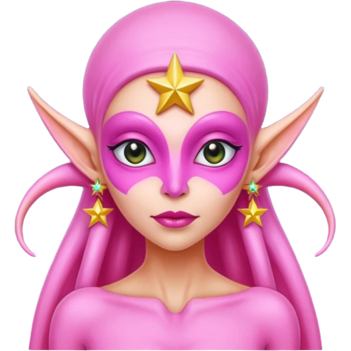 pink alien woman with golden star earrings emoji