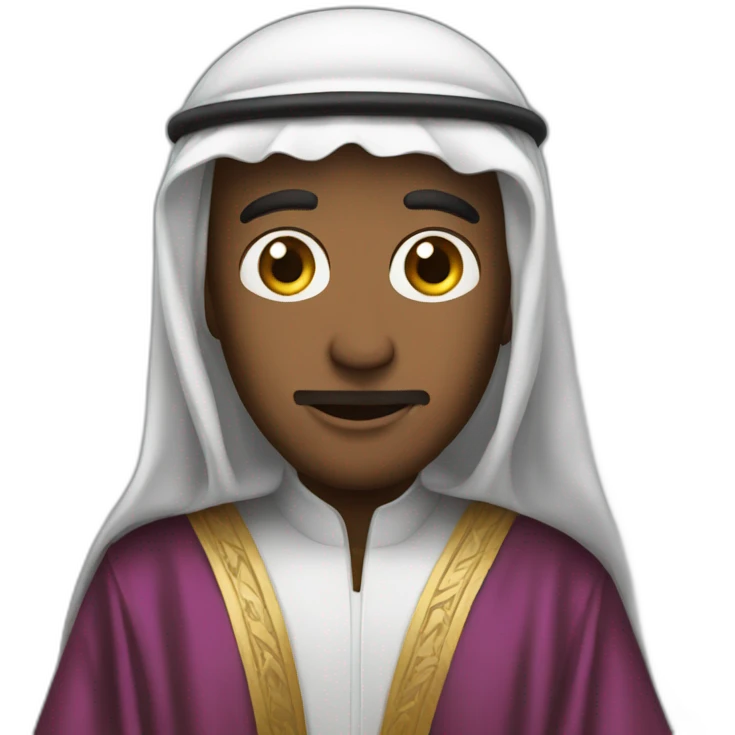 Car racist with full head helmet and Arabian shaikh robe emoji