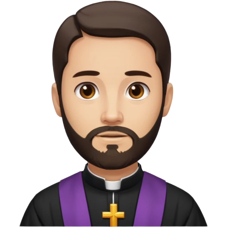  priest with dark brown long hair in a low pony tail and beard   emoji