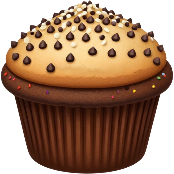 dark brown vanilla muffin chocolate sprinkles on top emoji