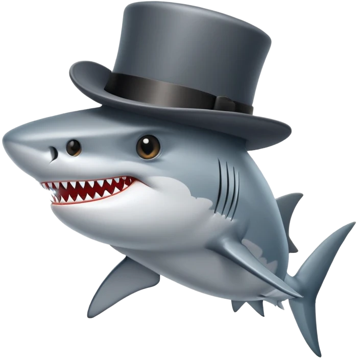 Shark with a top hat emoji
