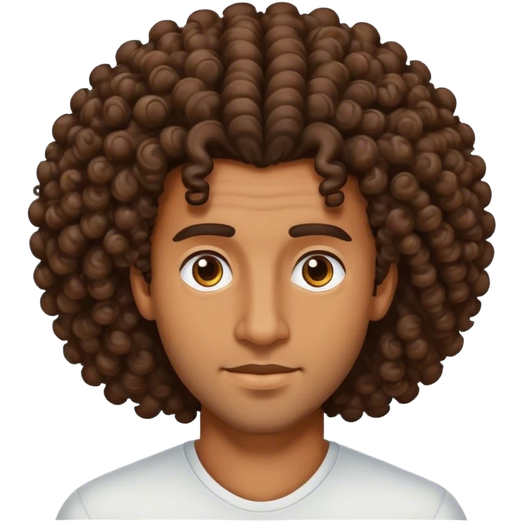 Brownskin man with big curly hair emoji