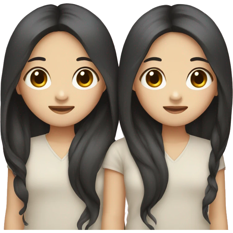 Korean twins with long dark hair  emoji