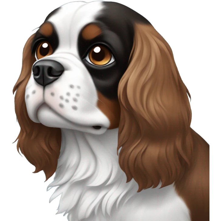 black and white spaniel king charles one blue eye one brown eye emoji
