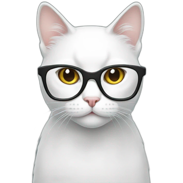white cat with glasses emoji