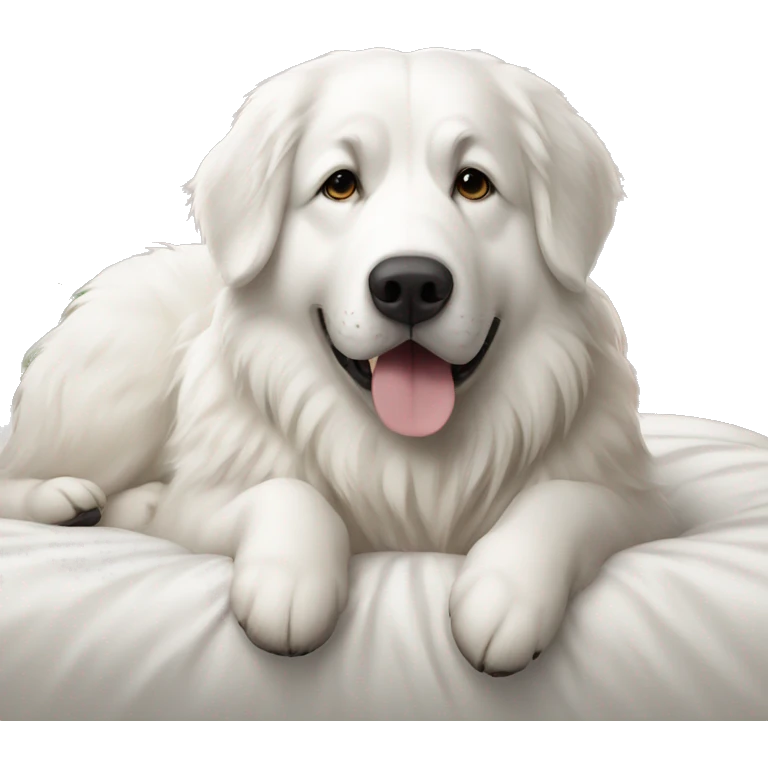 Great Pyrenees in a bed emoji