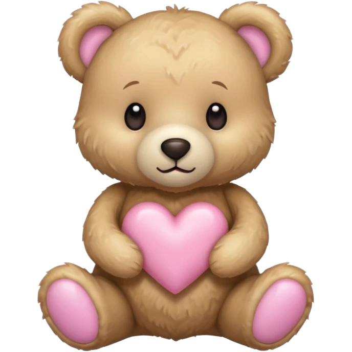 beige teddy bear and a pink pastel heart emoji