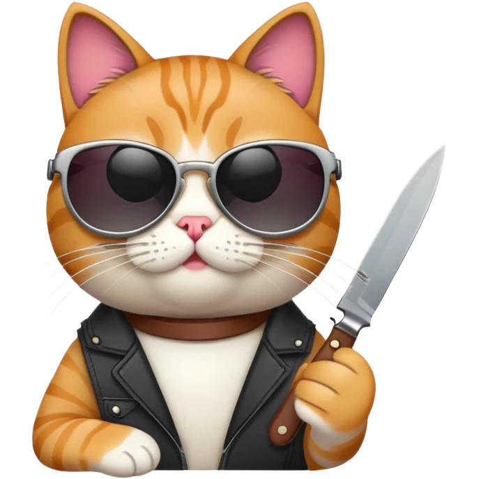 Cat with knife and sunglasses  emoji