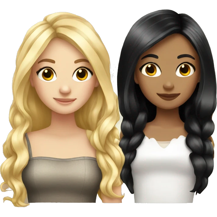 Best friends girls. Blonde and black hair girl fancy  emoji