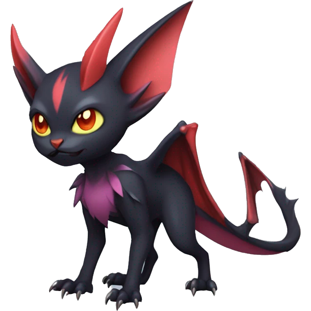  Kawaii Edgy Cool Vampiric Demonic Beautiful Noivern-Nargacuga-Litten with big Bat Ears full body emoji