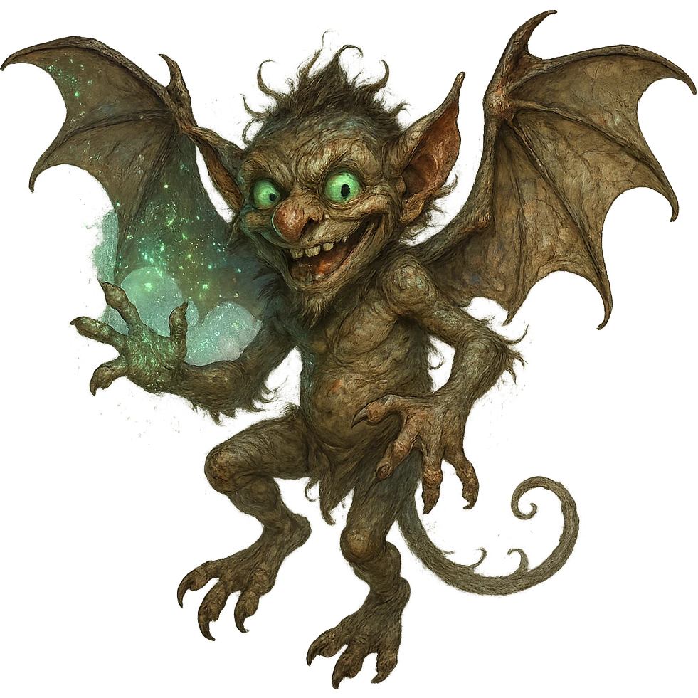 Igor the mephit, playful gremlin with wings, fantasy setting, magical, detailed emoji
