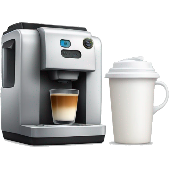 Coffee machine with a mug and a milk container emoji