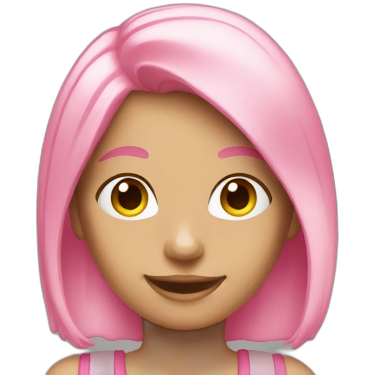 Blonde girl with pink hair smiling emoji