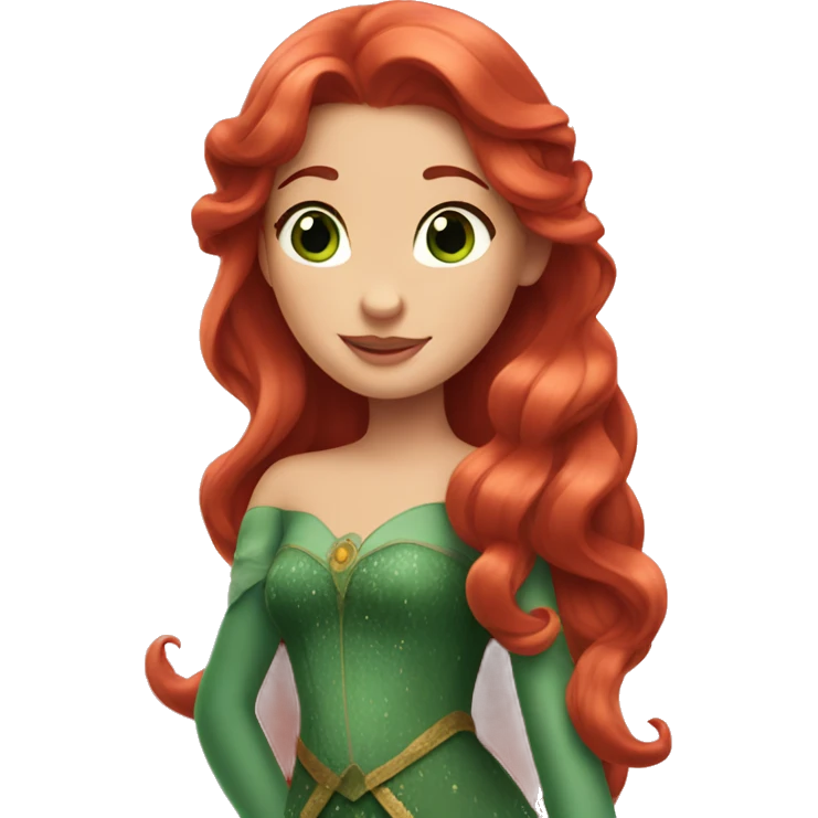 Disney princess with long red hair and green eyes emoji