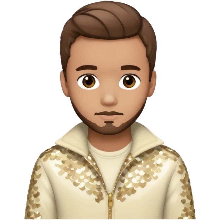 Liam Payne from One Direction with light skin, brown hair, cream sequin outfit emoji