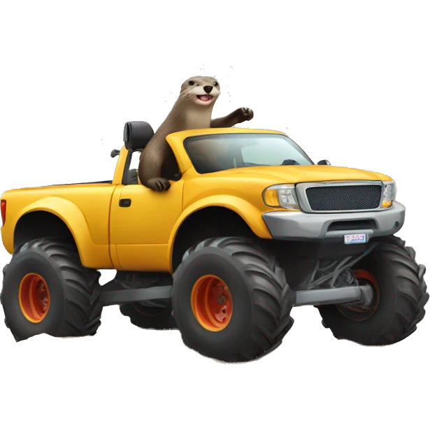 an otter driving a big monster truck emoji